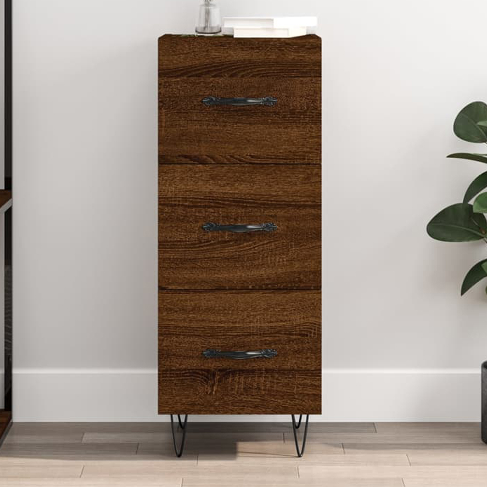 vidaXL 3 Drawer Brown Oak Sideboard Image 1