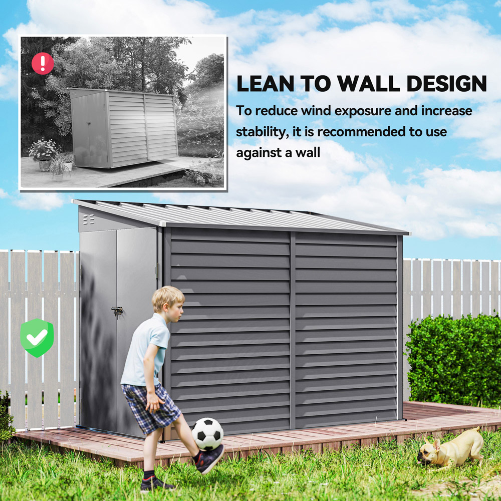 Outsunny Galvanised Metal Grey Garden Shed with Foundation Kit 5 x 9ft Image 6