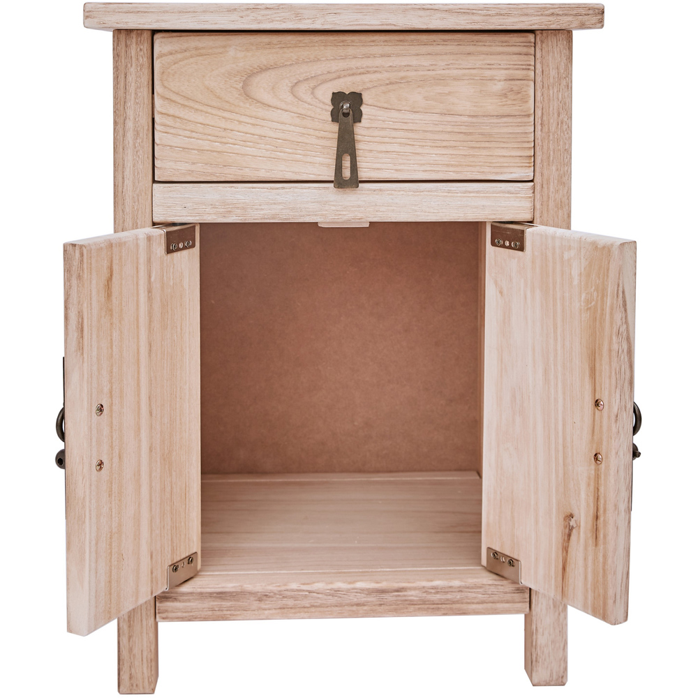 Portofino 2 Door Single Drawer Light Wood Bedside Table with Drop Handle Image 6