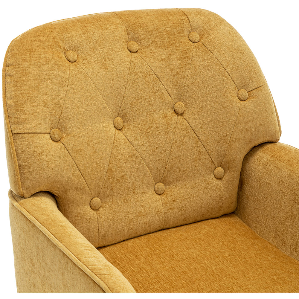 Living and Home Yellow Chenille Upholstered Leisure Chair with Armrests Image 3