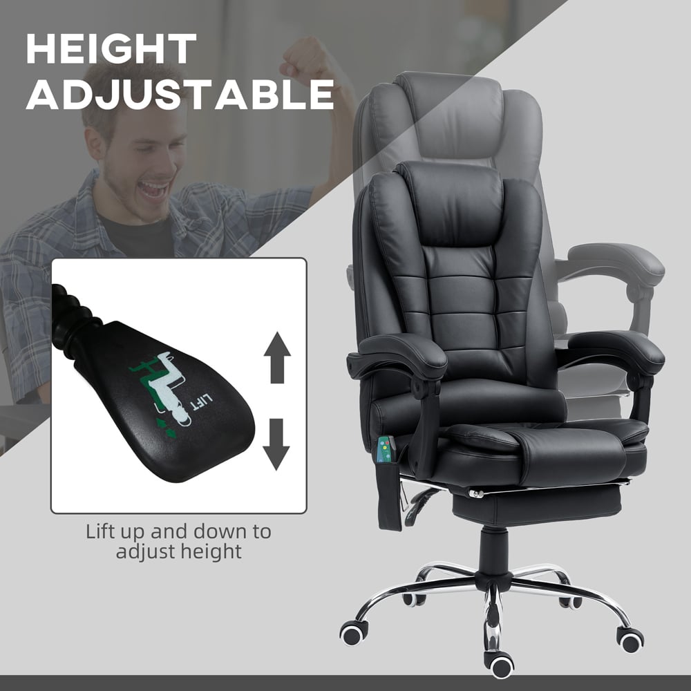 Portland Black PU Leather Ergonomic Vibration Massage and Heat Executive Office Chair Image 3
