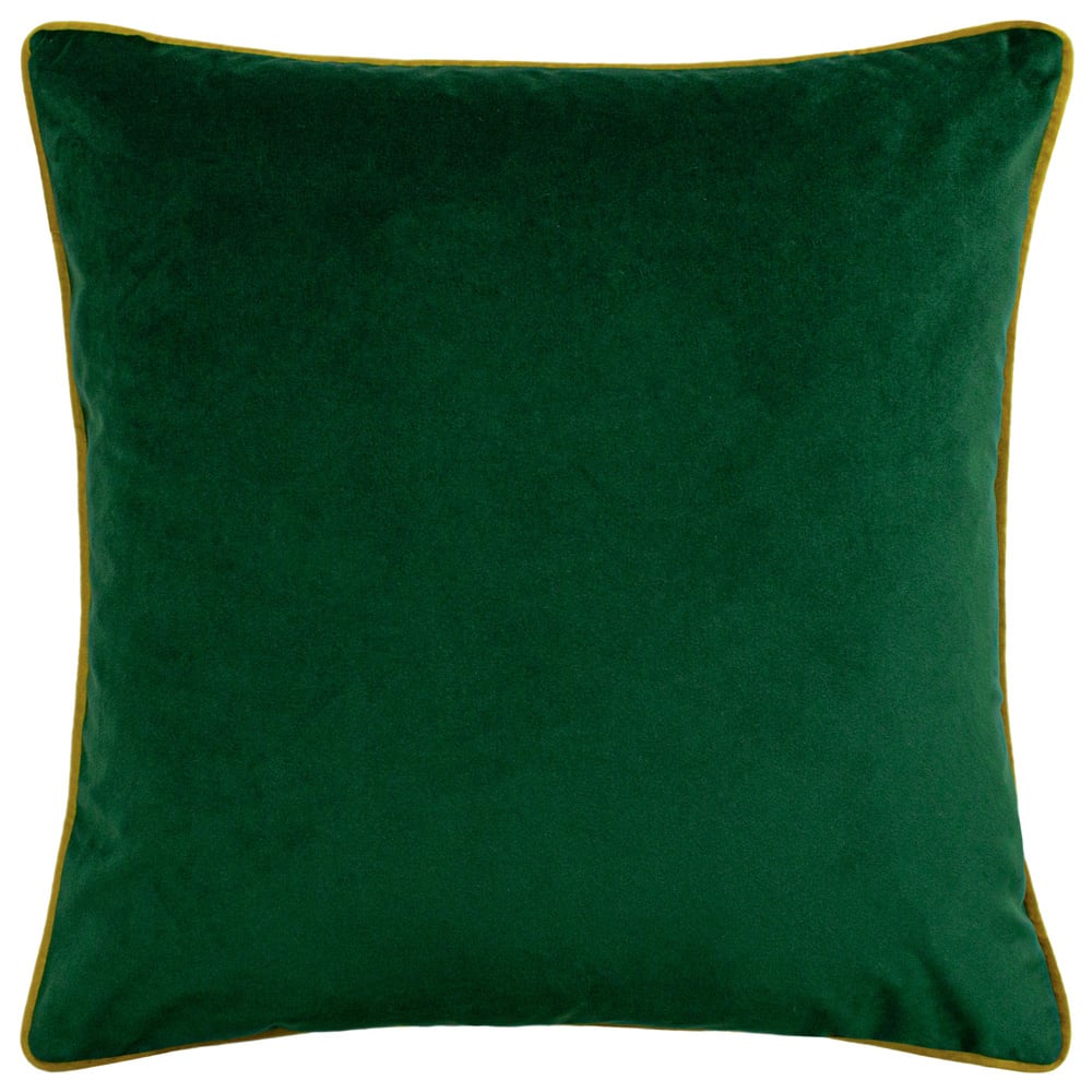 furn. Forest Fauna Emerald and Gold Stag Velvet Piped Cushion Image 3
