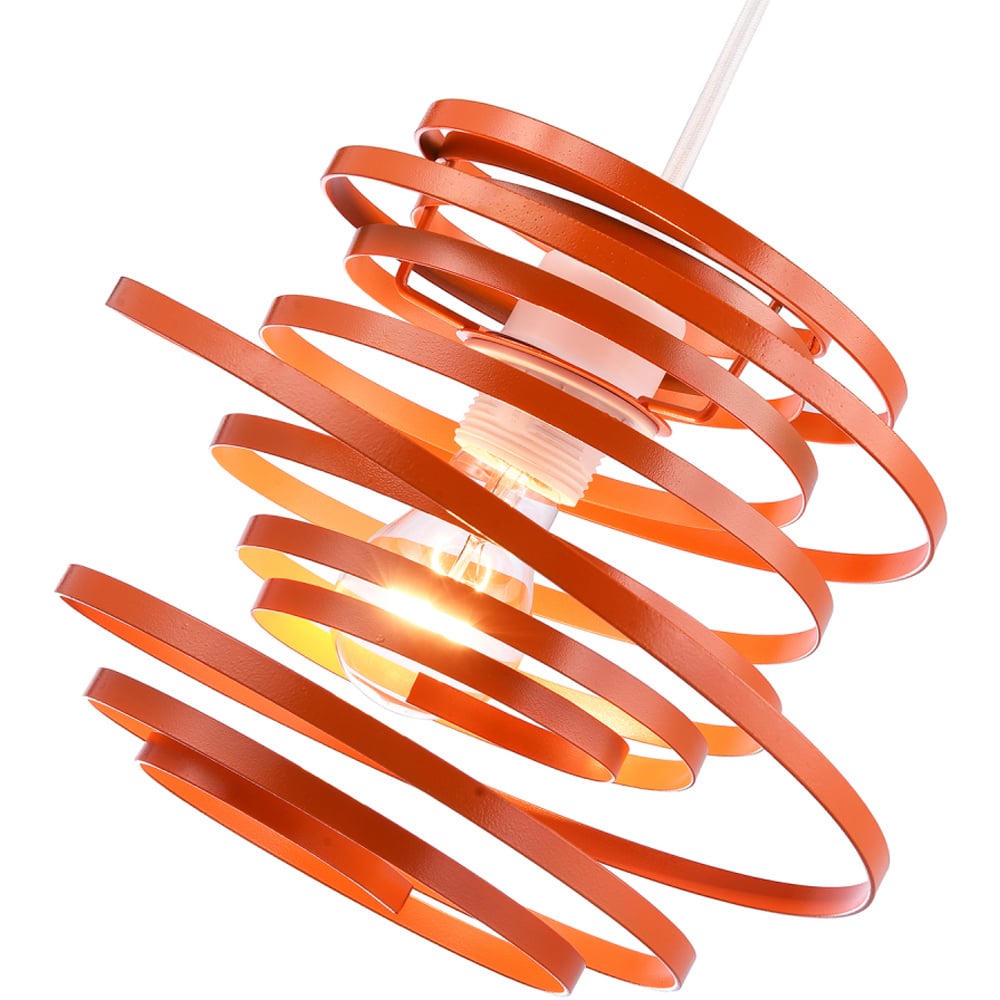 Happy Homewares Double Ribbon Spiral Swirl Orange Gloss Metal Ceiling Light Image 3