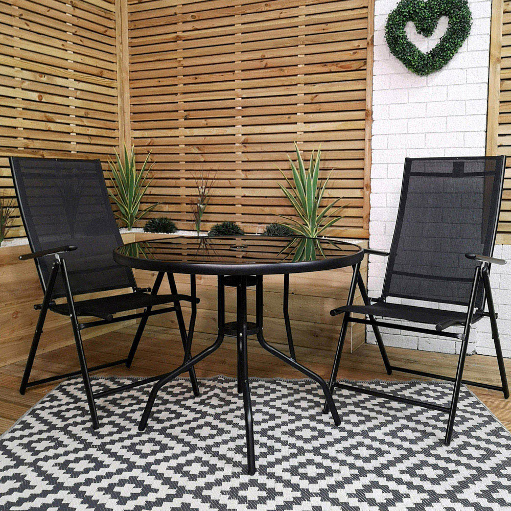 Samuel Alexander 2 Seater Round Outdoor Recliner Dining Set Black Image 1