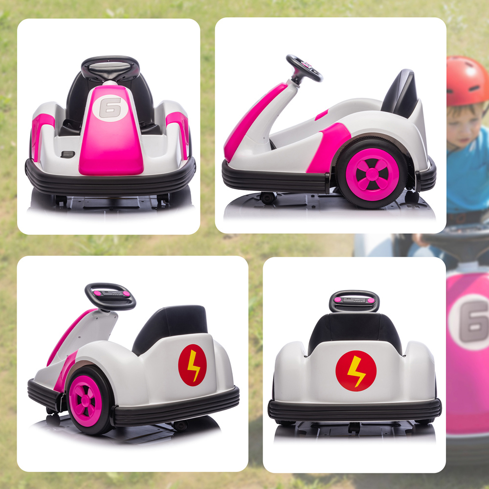 Tommy Toys Kids Pink 360 Degree Rotating Ride On Bumper Car with Safety Belt Image 3