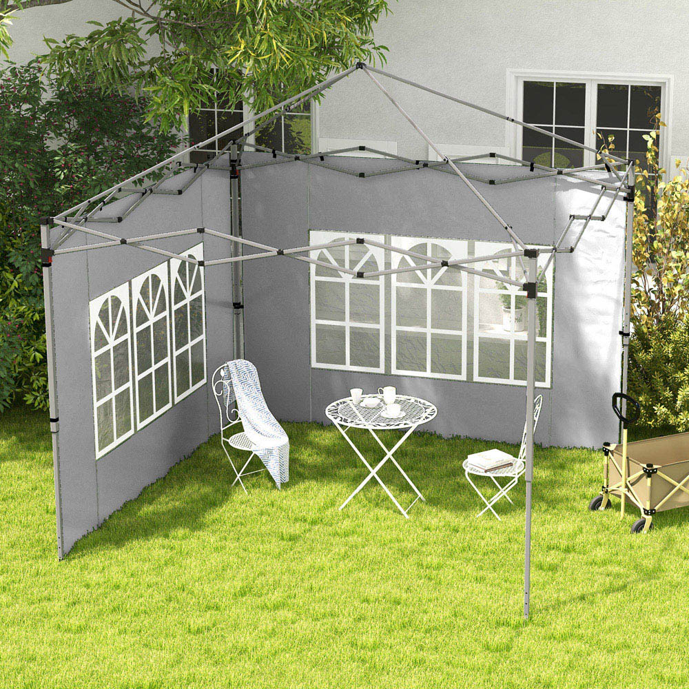 Outsunny Grey Replacement Gazebo Side Panel with Window 2 Pack Image 1