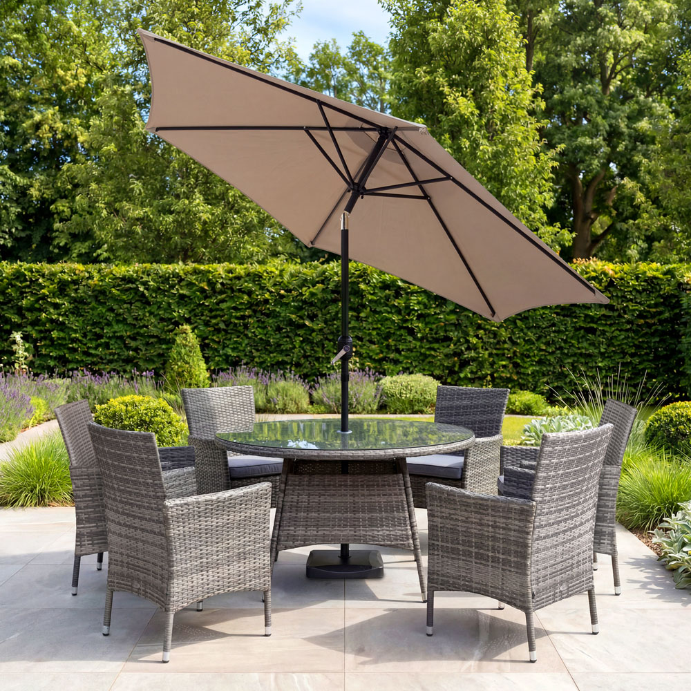 Charles Bentley Taupe Metal Crank and Tilt Parasol 2.7m Image 7