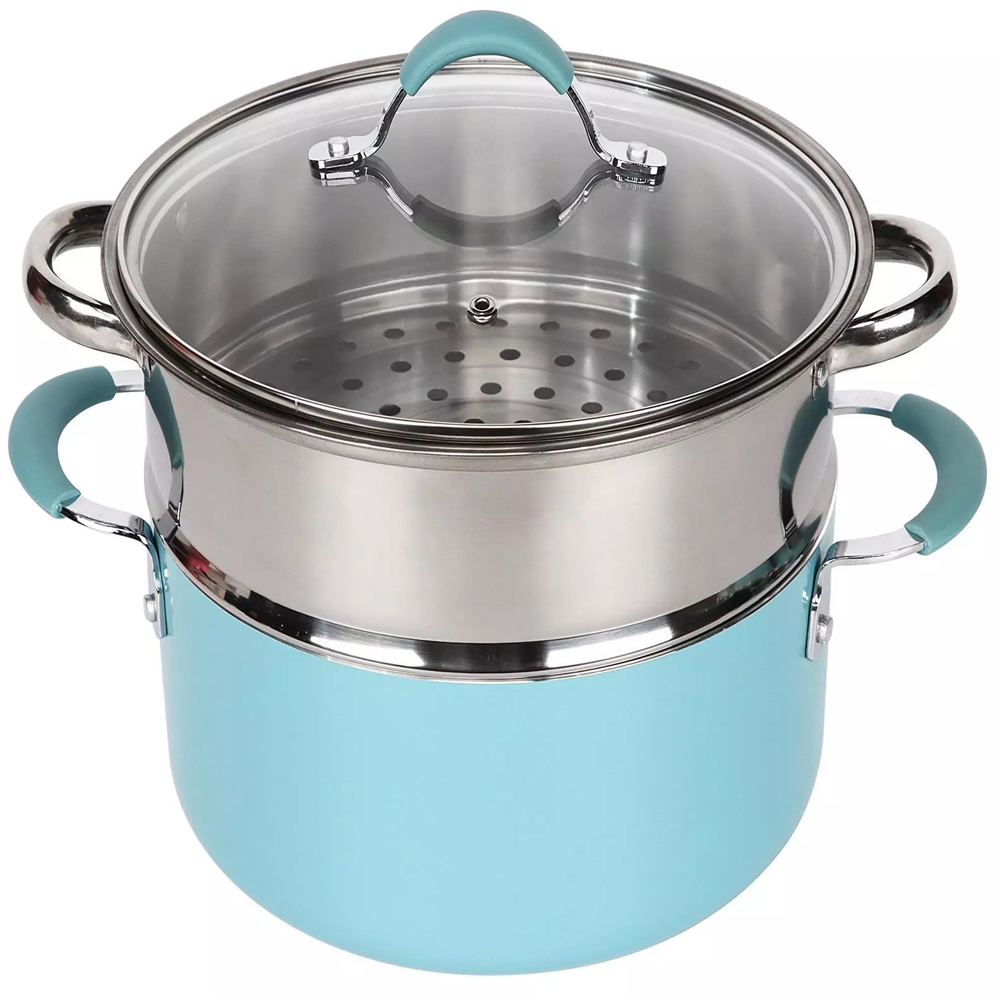 Gr8 Home 10 Piece Blue and Dove Grey Induction Non Stick Cookware Set Image 3