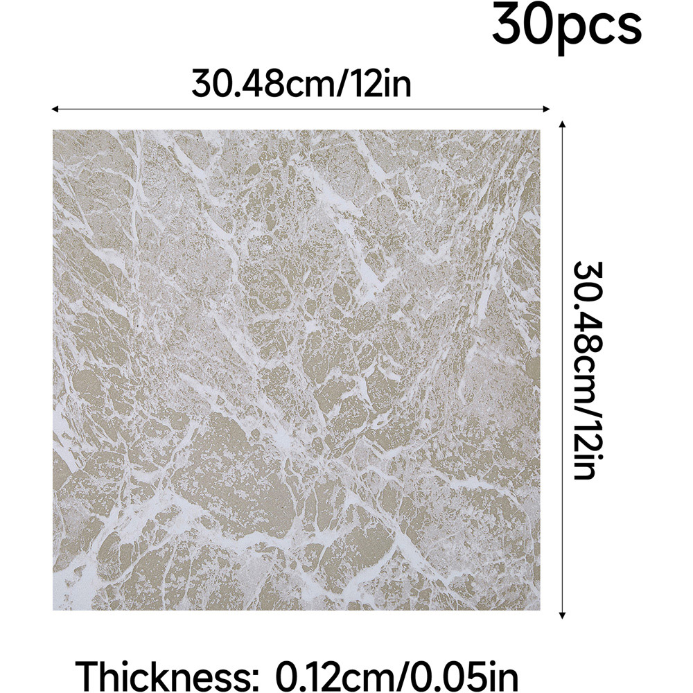 Living and Home Wave Pattern White Self-Adhesive PVC Flooring Tile 30 Pack Image 8