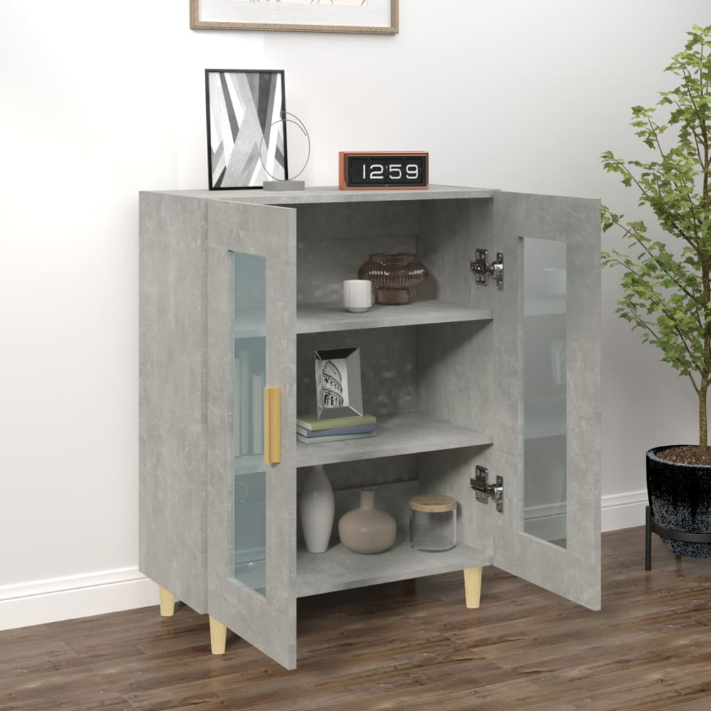 vidaXL 2 Glass Door Concrete Grey Sideboard Image 7