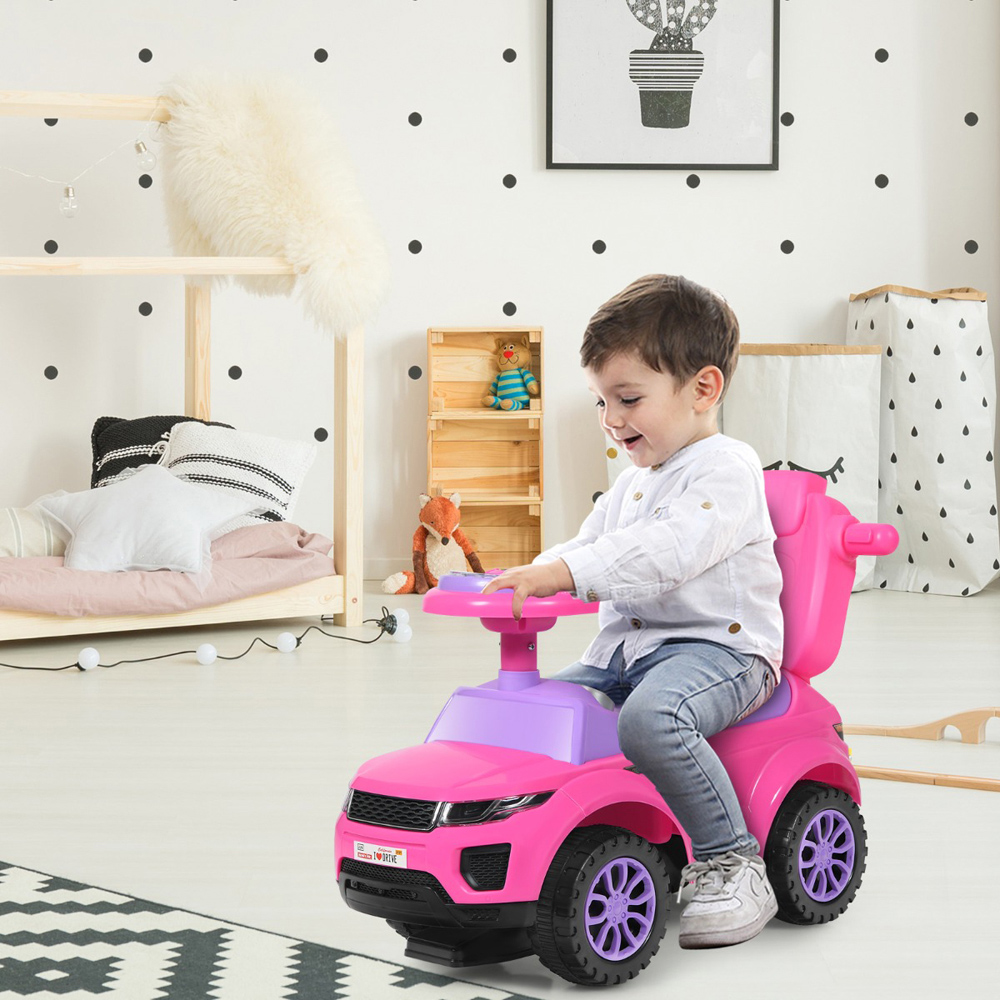 Costway 3-in-1 Kids Pink Sliding Ride On Push Car Stroller Image 3
