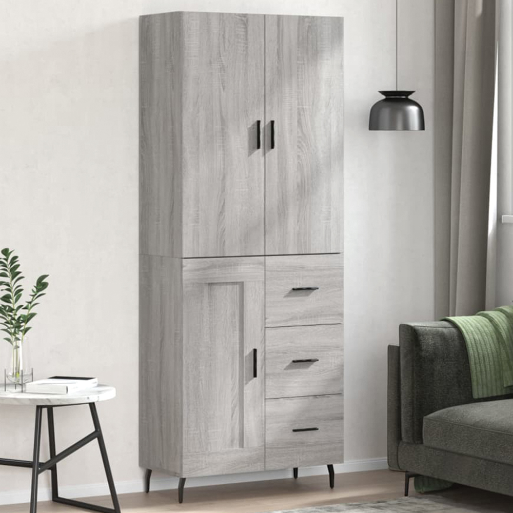 vidaXL 3 Door 3 Drawer Grey Sonoma Highboard Image 1