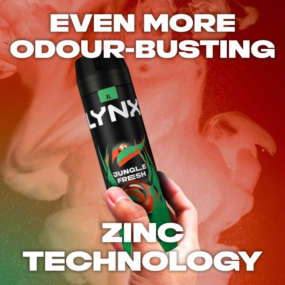 Lynx XL Jungle Fresh Palm Leaves and Amber 48H Sweat Protection Deodorant Body Spray 200ml 3 Pack Image 3