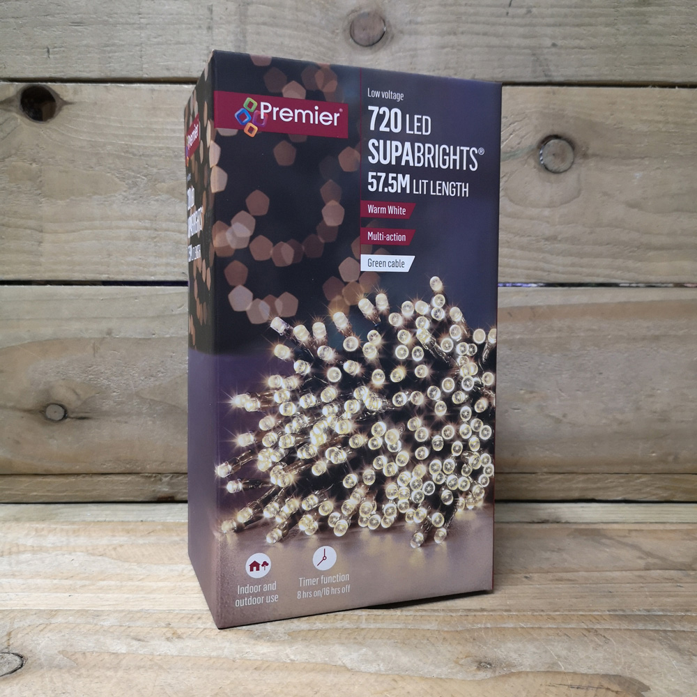Premier SupaBrights 720 Warm White LED Multi-Function Green String Light 58m Image 8