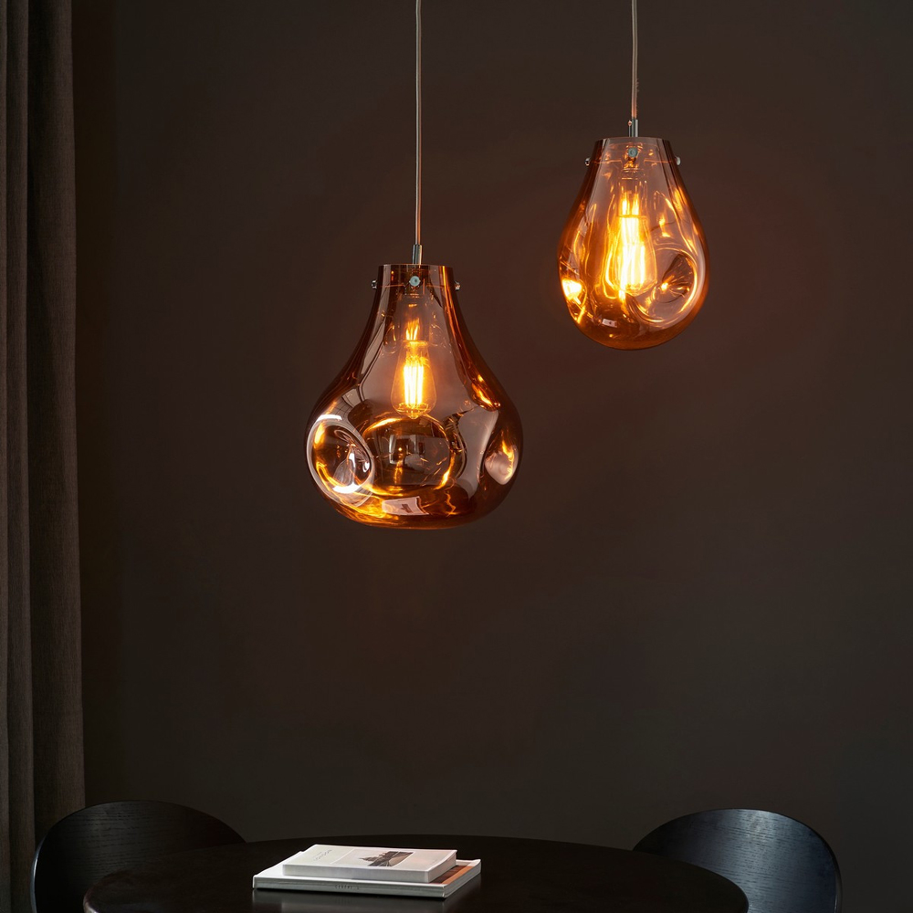 Merano Perugia Small Metallic Glass Copper Pendant Ceiling Lamp Image 7