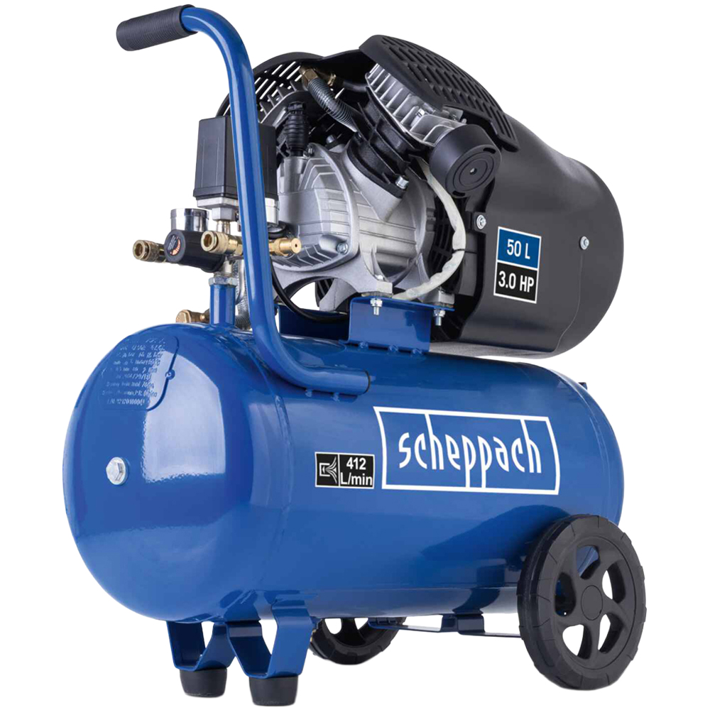 Scheppach HC53DC 3.0HP 10 Bar 50L Tank Double Cylinder Air Compressor 2200W Image 1