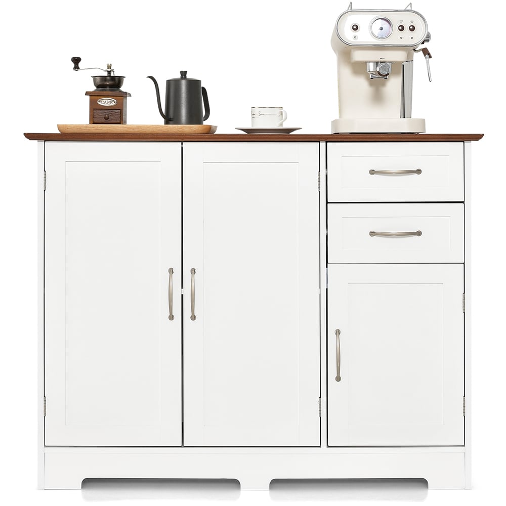Costway 3 Door 2 Drawer White Storage Cabinet Image 2