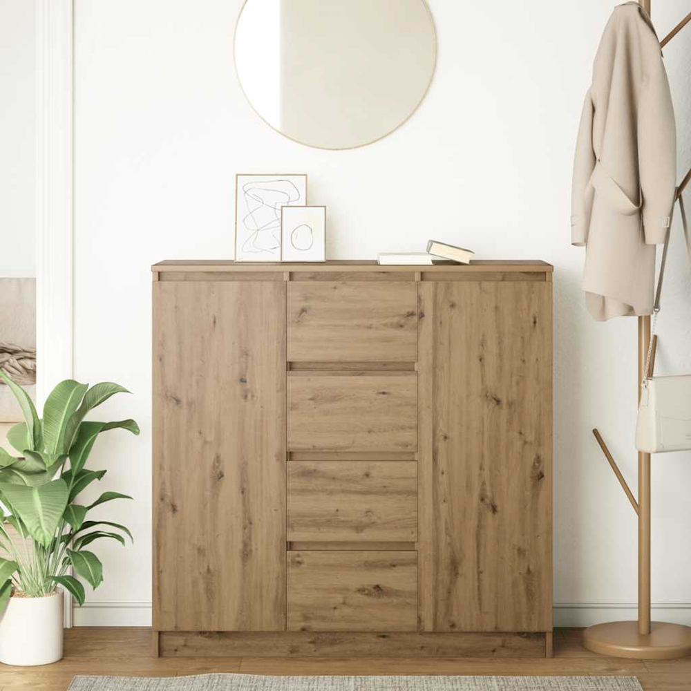 vidaXL 2 Door 4 Drawer Artisan Oak Sideboard Image 3