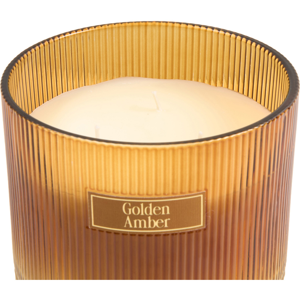 Golden Amber Large Ribbed Candle Image 3