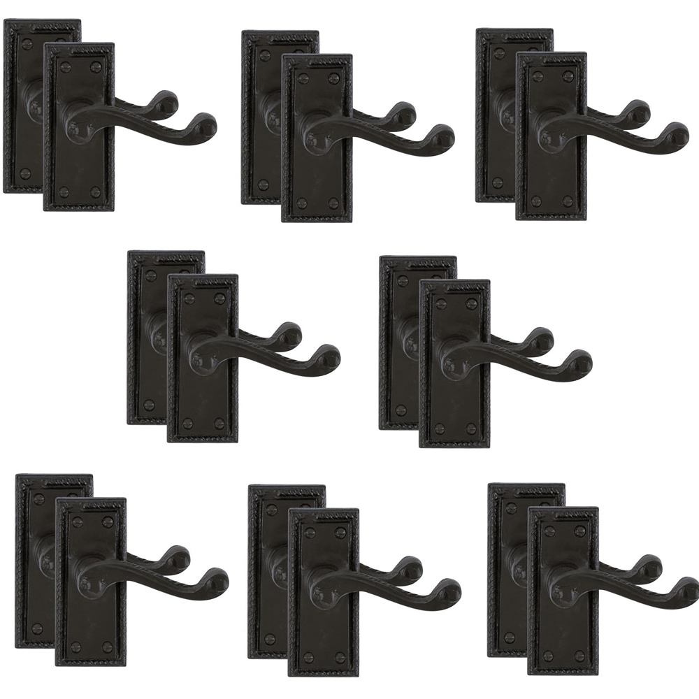 Golden Grace Georgian Design Matt Black Lever Latch Handle Pair 8 Pack Image 1