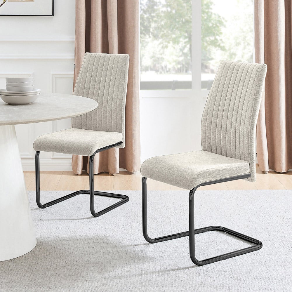Furniturebox Fontana Set of 2 Cream and Black Dining Chair Image 8
