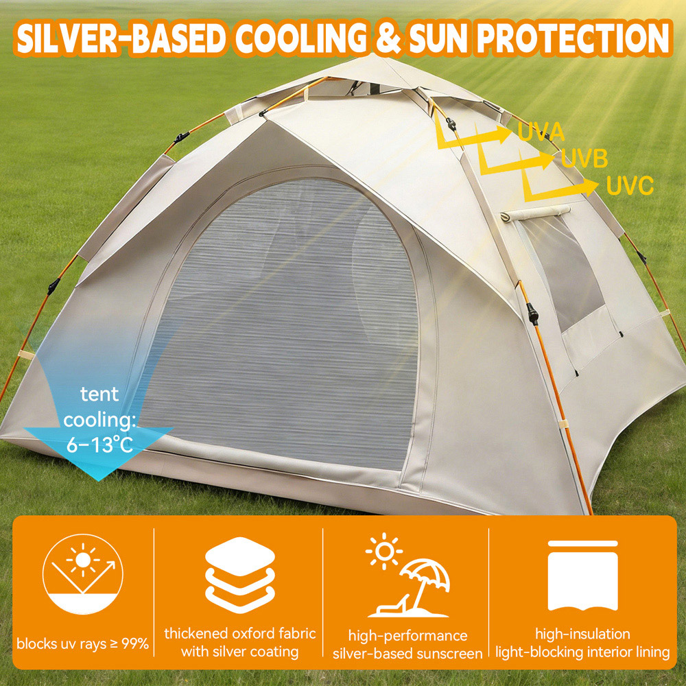 Willowmare 3-4 Person Waterproof Easy Setup Camping Tent White Image 7