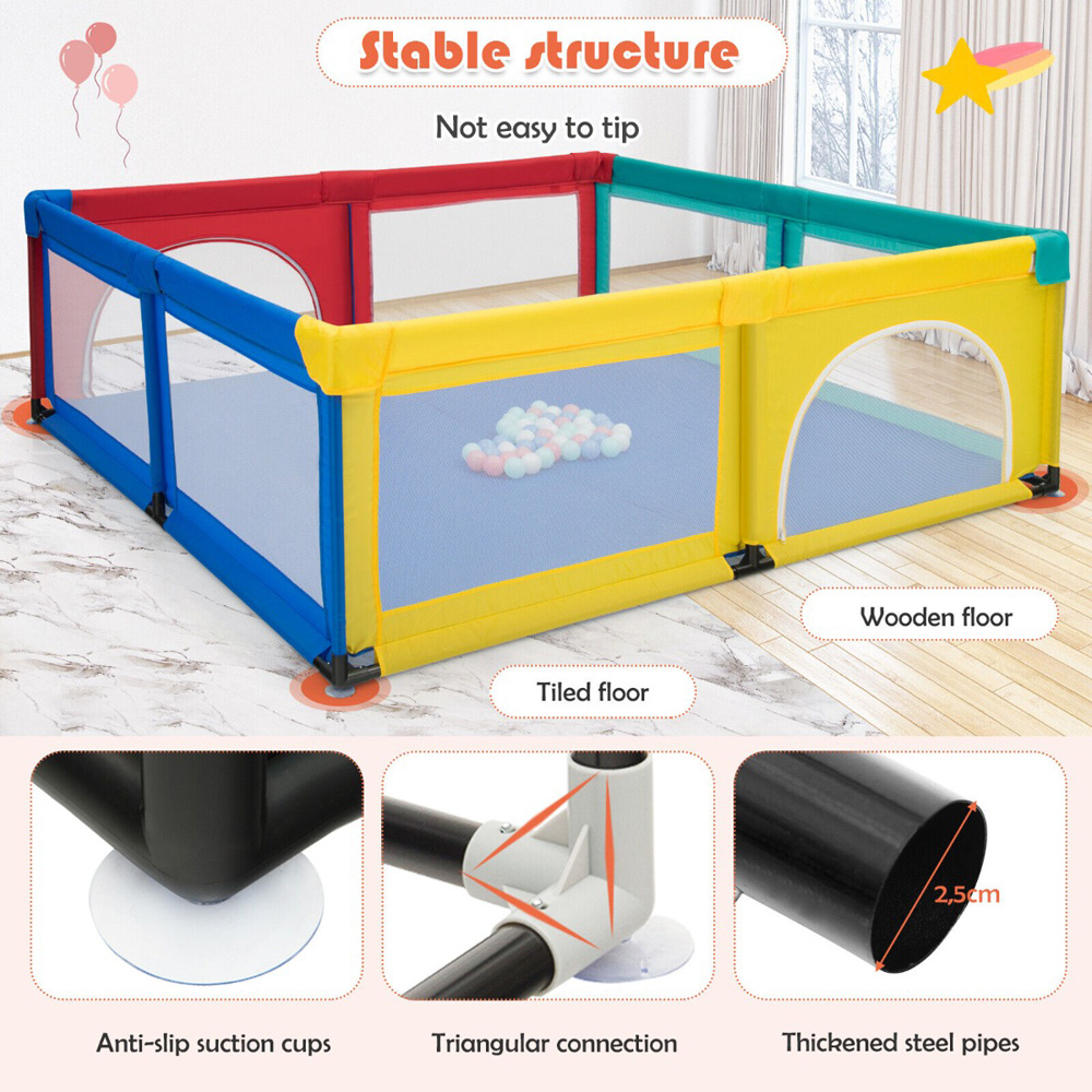 Costway Colourful Large Baby Playpen with 50 Ocean Balls Image 5