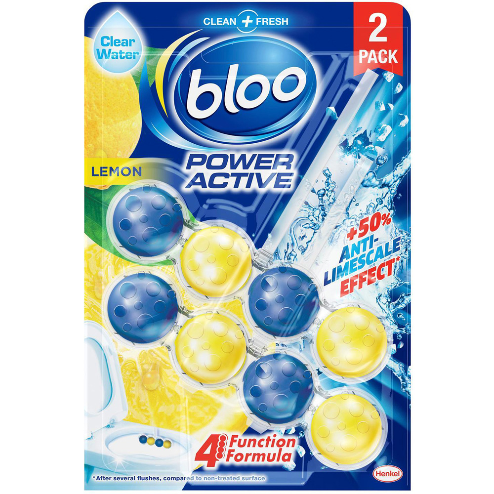 Bloo Power Active Plus Lemon Anti Limescale Effect Toilet Rim Block 2 x 50g 12 Pack Image 2