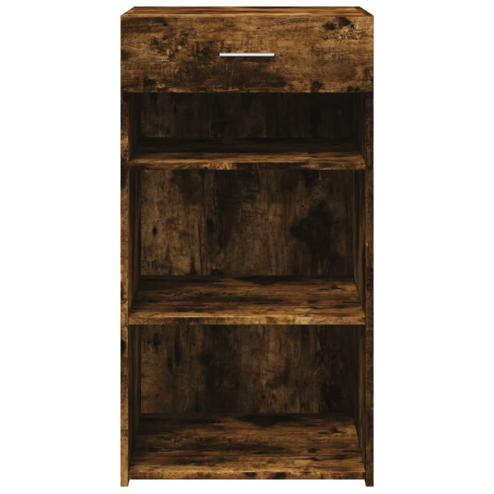 vidaXL Single Drawer 3 Shelf Smoked Oak Sideboard Image 4