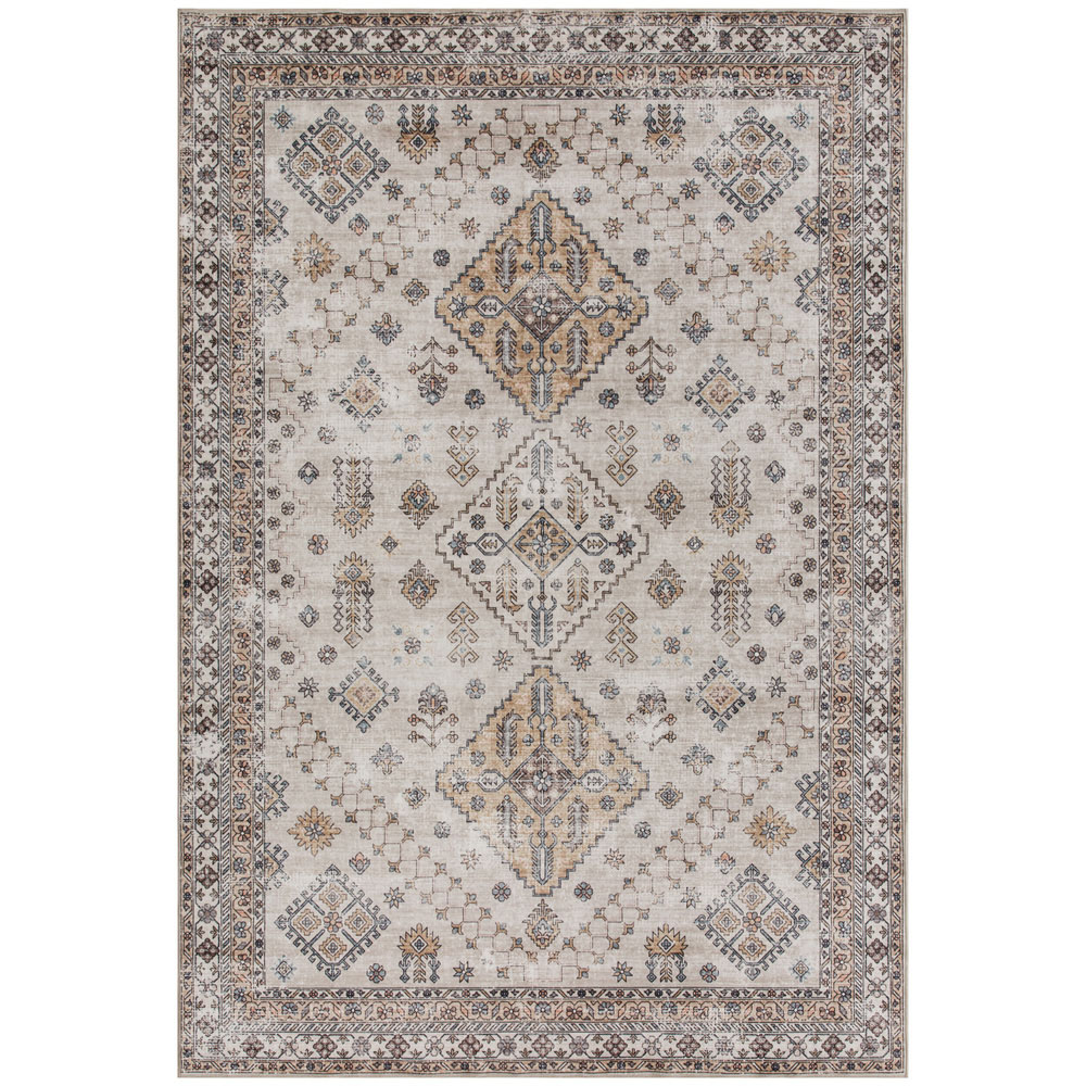 HOMCOM Beige Flannel Non Slip Rug 200 x 290cm Image 1