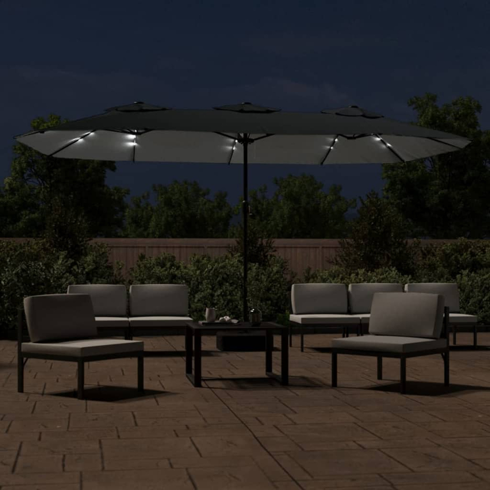 vidaXL Anthracite LED Double Head Parasol 4.5 x 2.6m Image 2