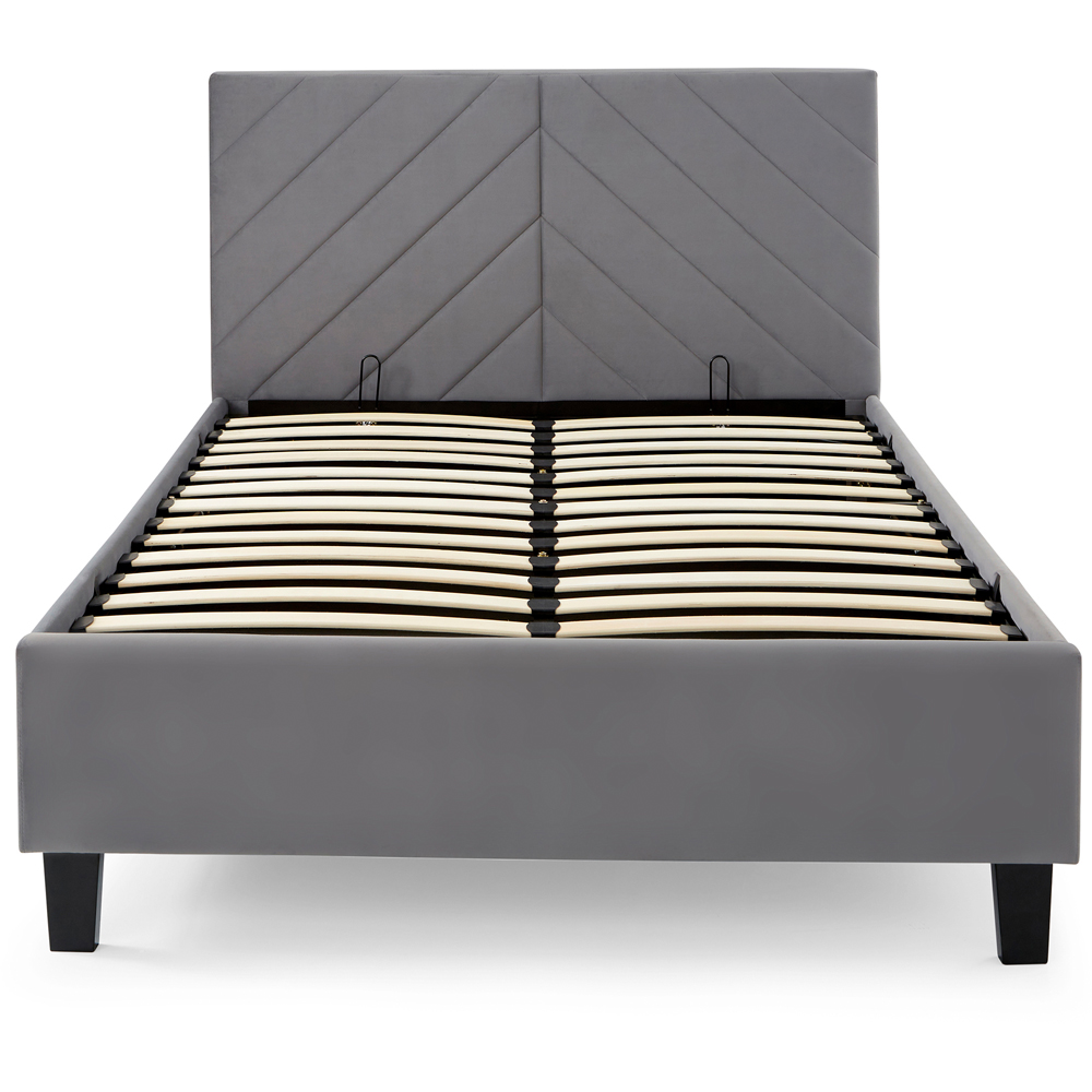 GFW Thea Double Grey Velvet End Lift Ottoman Bed with Memory Pocket Mattress Image 6