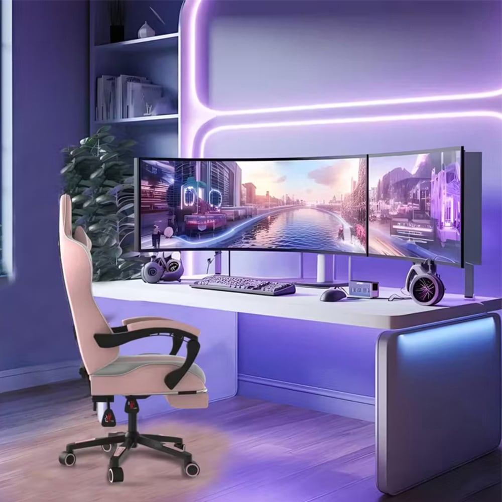 Alivio Pink Ergonomic Massage Gaming Chair Image 4