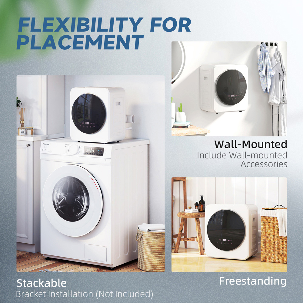 HOMCOM White Compact Vented Tumble Dryer Machine 4kg 800W Image 8