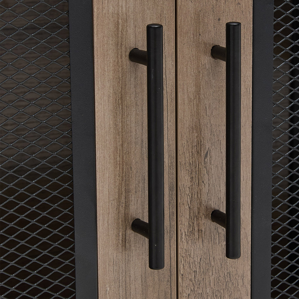Living and Home 2 Door 3 Shelf Retro Grey Bar Cabinet with 5 Bottle Wine Rack Image 4