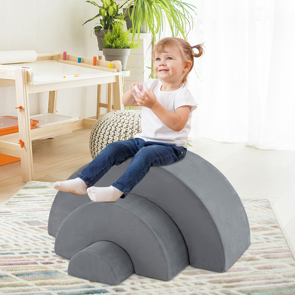 Costway 3 Piece Grey Toddler Climbing Toy Image 2
