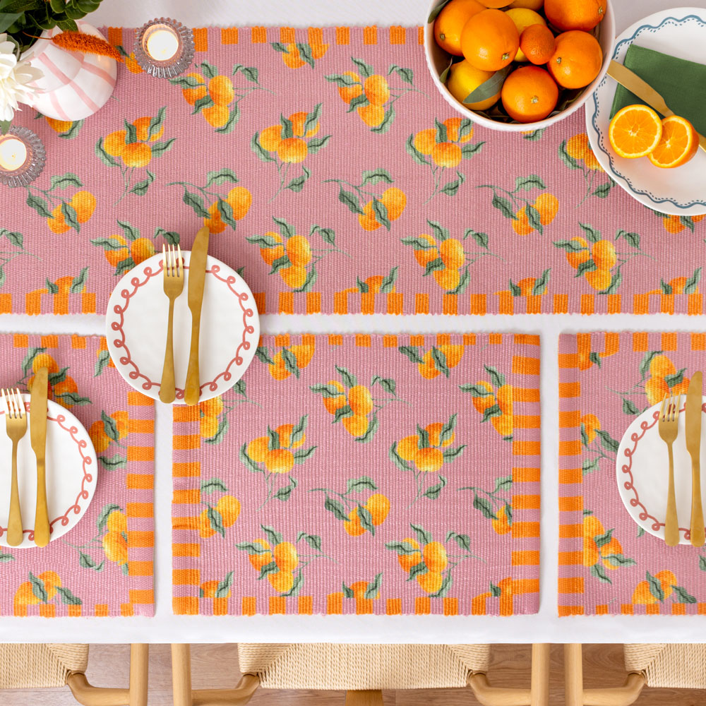 furn. Oranges Pink Table Runner 230 x 35cm Image 6