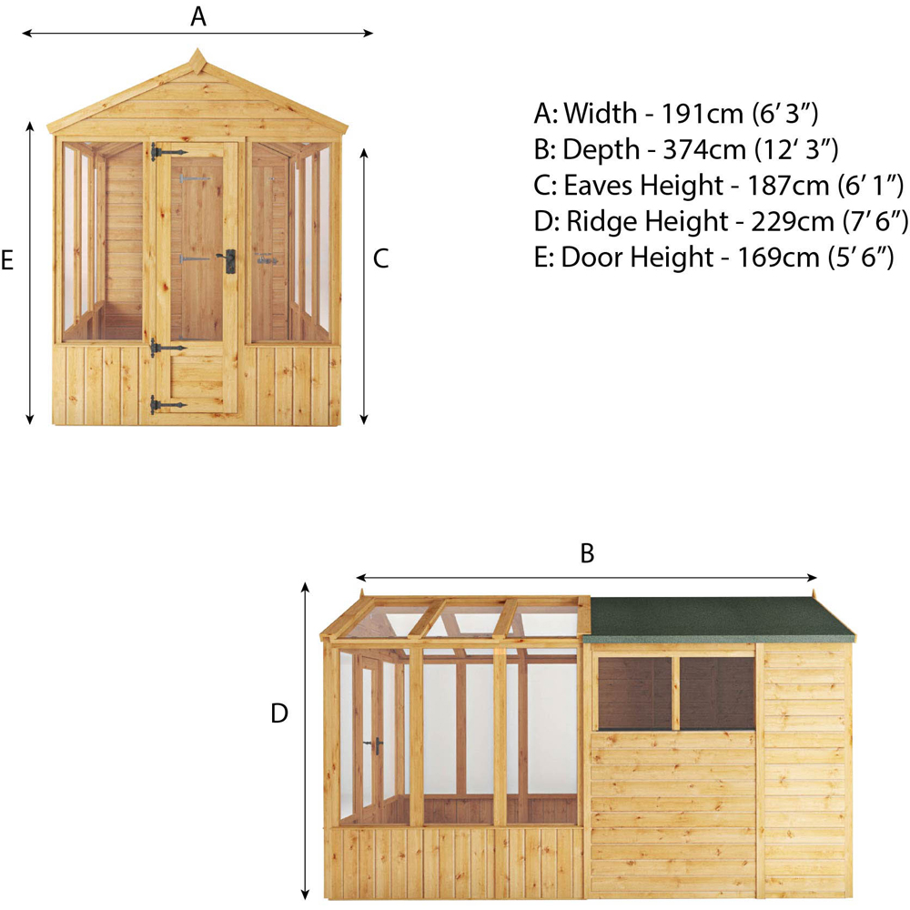 Mercia Woodsman Styrene 12 x 6ft Greenhouse and Shed Image 8