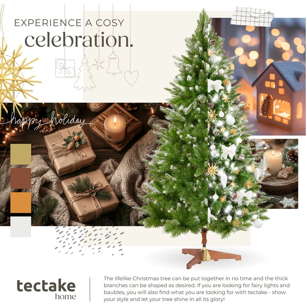 tectake Blitzen Frosted Tips Green Artificial Christmas Tree with Stand 6ft Image 7