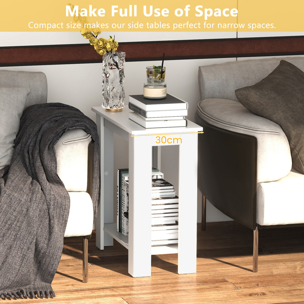 Costway Single Shelf White Side Table Image 6