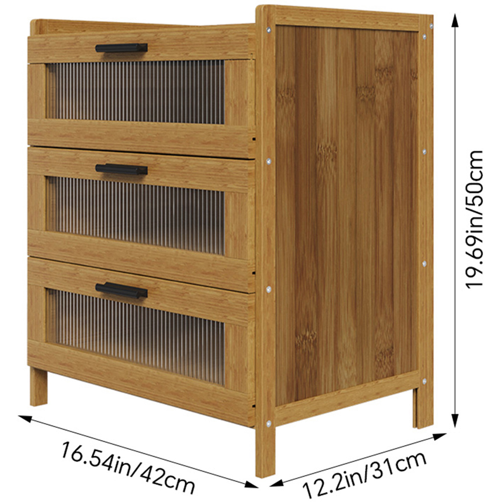Living and Home 3 Drawer Tawny Acrylic Panel Bedside Table Image 9