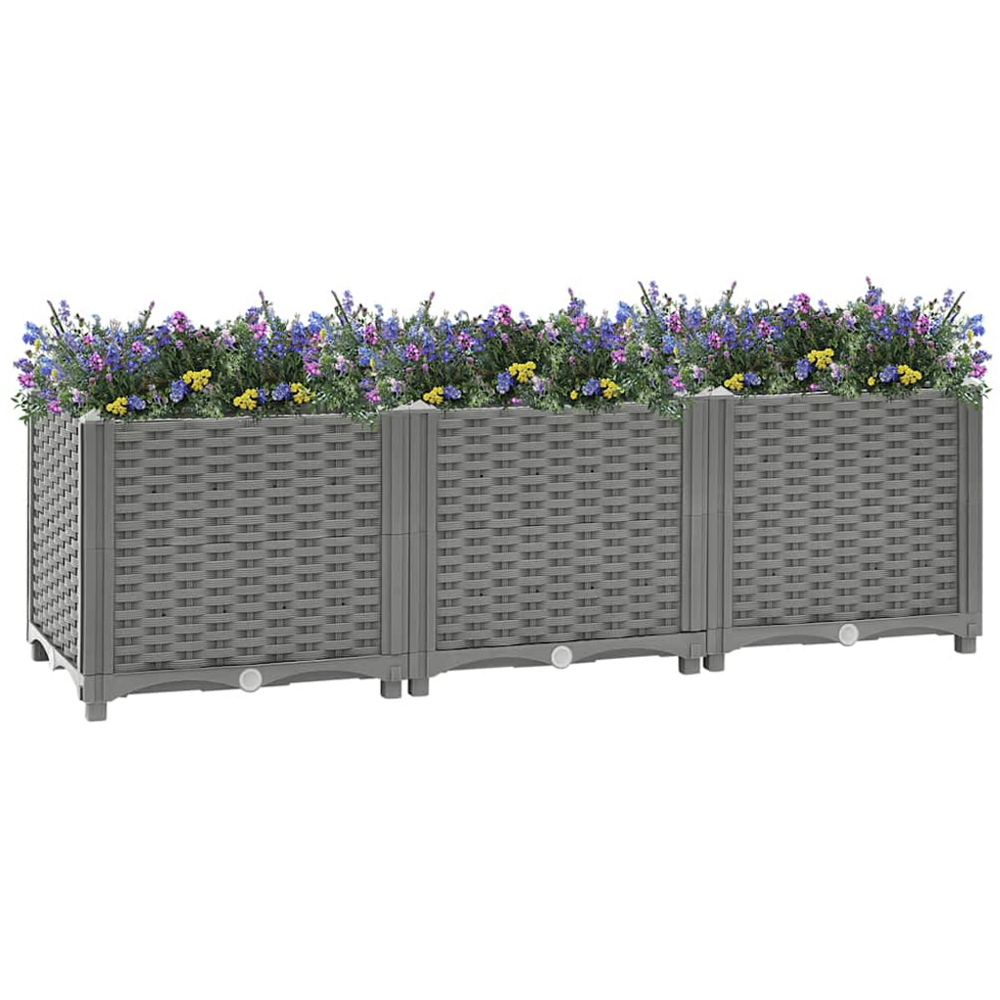 vidaXL Light Grey Polypropylene Raised Garden Bed 38 x 40 x 120cm Image 2