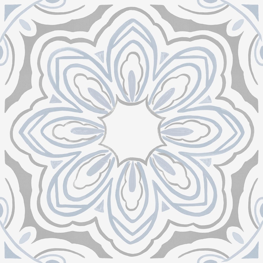 Floorpops Morris White Grey and Blue Peel and Stick Floor Tile 30.48 x 30.48cm 10 Pack Image 2