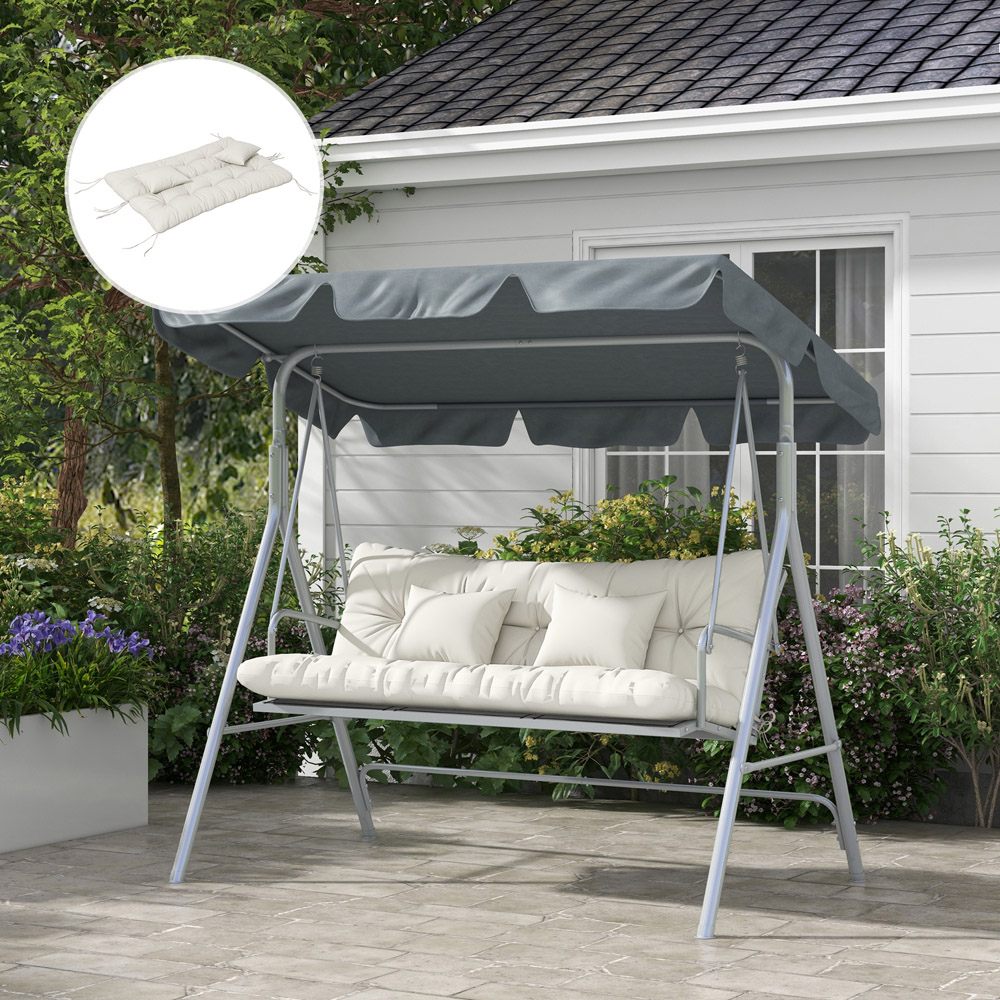 Outsunny White Seat Cushion Replacement with Pillows Set of 4 Image 2