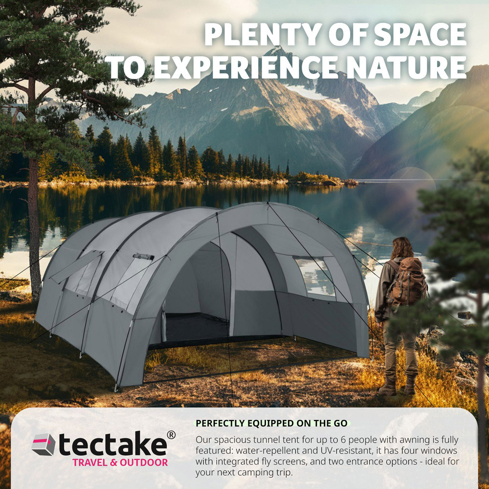 tectake Roskilde 6 People Light and Dark Grey Tent Image 7