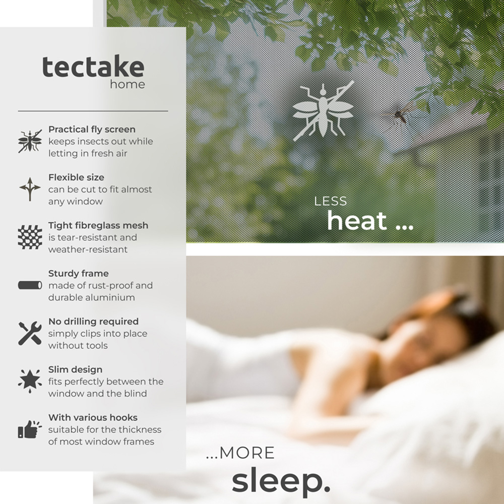 tectake White Individually Adjustable Fly Screen 140 x 120cm Image 6