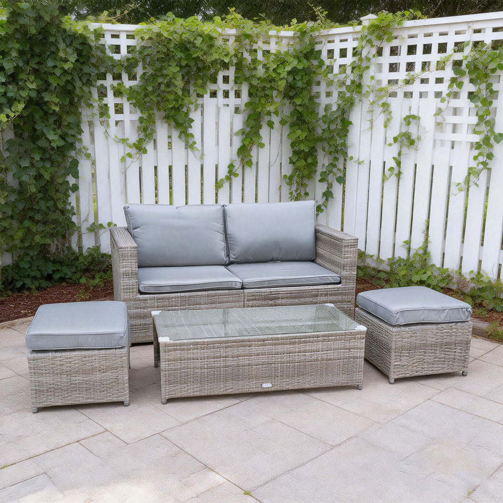 Furniture One 6 Seater Grey Rattan Garden Dining Set with Cushion Image 6