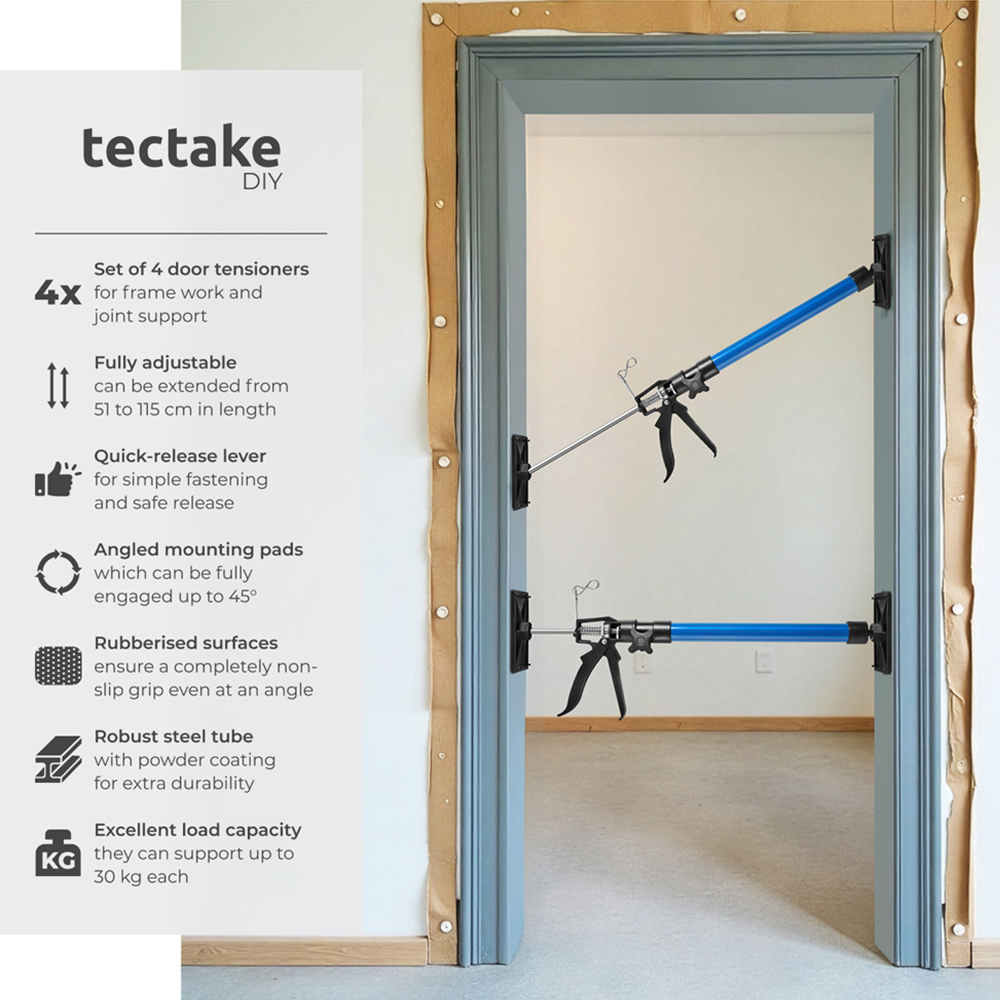 tectake Blue Height Adjustable Stepless Door Frame Struts Set 4 Pack Image 6