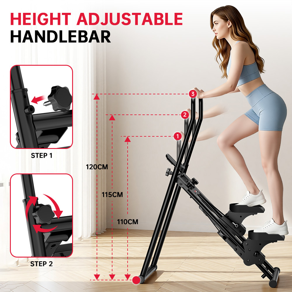 Rattrix Black Adjustable Stair Stepper Machine with LCD Monitor Image 7