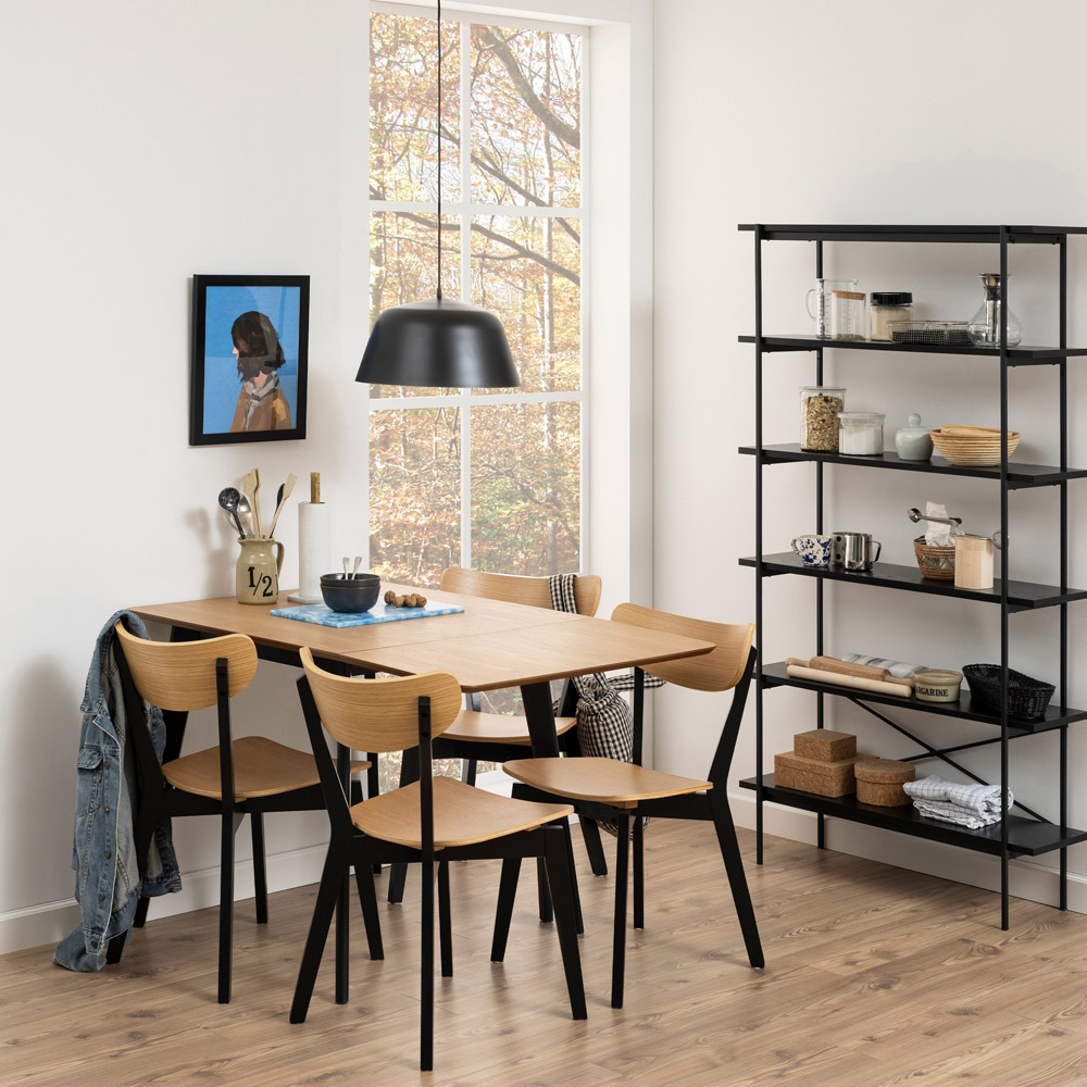 Florence Roxby 80 to 120cm Extending Dining Table Oak and Black Image 9